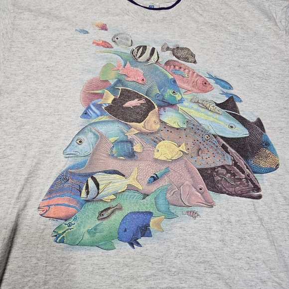 Vintage Single Stitch Fish Design Tee Shirt By Artist F. Cheney Size XL - Picture 3 of 9
